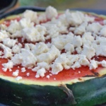 Pizza von der Melone mit Feta